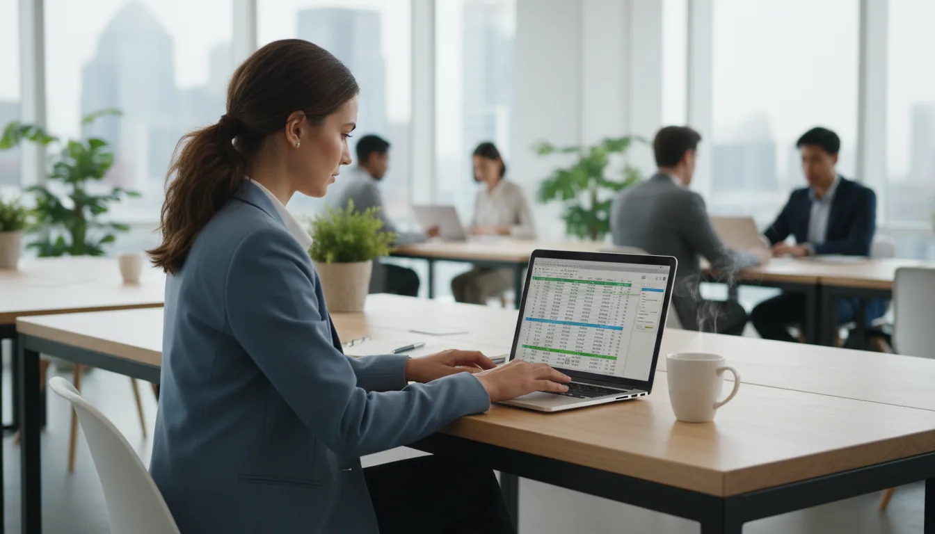 Professional working with Office spreadsheet